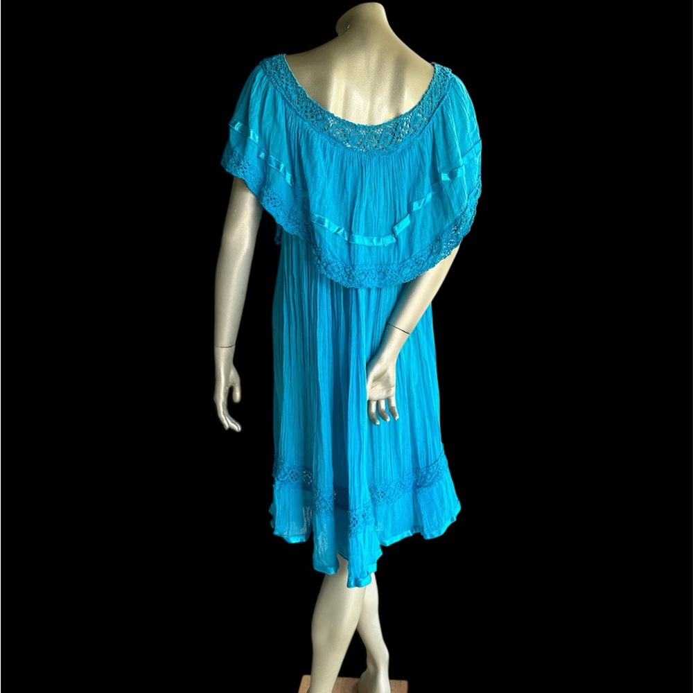 Festive Midi Dress with crotchet trim- One Size - Picture 6 of 6
